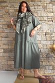 Rustic Nature Linen Blend Smock T Shirt Dress Washed Moss